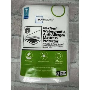 Mainstays Twin Size NexGen Waterproof Anti Allergen Mattress Protector Zippered